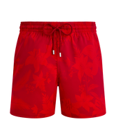 Men Stretch Short Swim Trunks Flower Power Lipstick front view