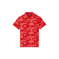 Polo uomo in cotone con stampa Lightening Flower Papavero vista frontale
