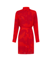 Women Viscose Shirt Dress Flower Power Lipstick front view