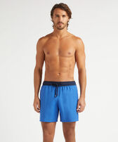 Maillot de bain en laine mérinos Super 120's homme Bicolore Bleu de mer vue portée de face