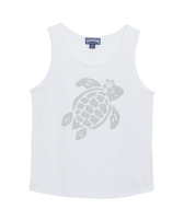 Canotta bambina in cotone Turtle Glitter Bianco vista frontale