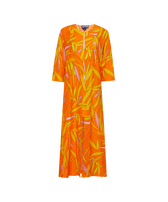 Women Long Cotton and Silk Kaftan Madrague Apricot front view