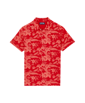 Polo uomo in cotone con stampa Lightening Flower Papavero vista frontale