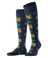 Men Knee-high Socks Rondes des Tortues Multicolores - Vilebrequin x Falke Midnight blue front worn view