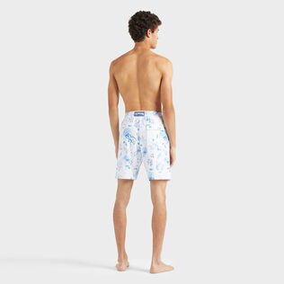 Maillot de bain long stretch homme Medusa and Shells Blanc vue portée de dos