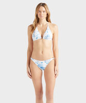 Women Mini brief Bikini Bottom Medusa and Shells White 正面穿戴视图