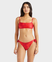 Top de bikini con estampado Flower Power para mujer Lipstick vista frontal desgastada