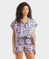 Chemise en soie femme Disco Butterfly Blush vue portée de face