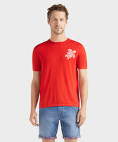 T-shirt en coton homme Tortue jacquard Coquelicot vue portée de face