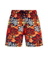 Boys Stretch Swim Trunks Monoi Turtles Apricot front view