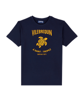 T-shirt coton homme logo texture gomme Bleu marine vue de face
