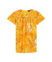 Girls Terry Cotton Dress Palm Leaves Mango front view